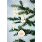 Wooden Christmas ornament with cord for hanging wood colour main ambient view