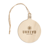 Wooden Christmas ornament with cord for hanging wood colour main view