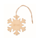 Wooden Christmas decoration in the shape of a snowflake wood colour view with print area