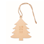 Wooden Christmas tree pendant in the shape of a tree wood colour view with print area