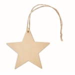 Wooden star-shaped Christmas decorations for promotions wood colour