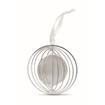 Round, stainless steel, hanging Christmas tree decoration silver colour