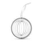 Round, stainless steel, hanging Christmas tree decoration silver colour fourth view