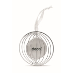 Round, stainless steel, hanging Christmas tree decoration silver colour main view