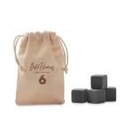 4 stone ice cube set for bartenders, in a bag beige colour main view