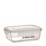 Glass lunch box with airtight PP lid, 900 ml view with print area