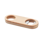 Bottle opener with steel and bamboo, for promotions wood colour