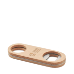 Bottle opener with steel and bamboo, for promotions view with print area