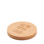 Bottle opener and coaster from bamboo view with print area