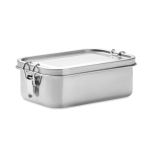 Leak-proof stainless steel lunch box, locking clasps, 750 ml matt silver colour