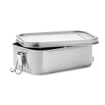 Leak-proof stainless steel lunch box, locking clasps, 750 ml matt silver colour second view