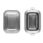 Leak-proof stainless steel lunch box, locking clasps, 750 ml matt silver colour fourth view