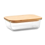 Modern snack lunch box from glass with bamboo lid, 900 ml transparent colour second view