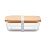 Modern snack lunch box from glass with bamboo lid, 900 ml transparent colour fourth view