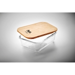 Modern snack lunch box from glass with bamboo lid, 900 ml transparent colour main view