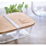 Modern snack lunch box from glass with bamboo lid, 900 ml transparent colour main ambient view