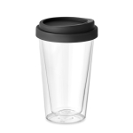 Takeaway cup made of borosilicate with silicone lid, 350 ml black colour