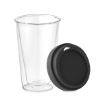 Takeaway cup made of borosilicate with silicone lid, 350 ml black colour third view