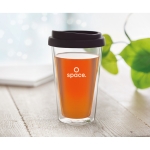 Takeaway cup made of borosilicate with silicone lid, 350 ml black colour second ambient view 2