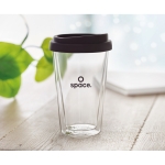 Takeaway cup made of borosilicate with silicone lid, 350 ml black colour main ambient view