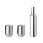 Set of drinking bottle matt silver colour