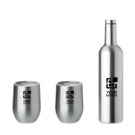 Set of drinking bottle matt silver colour view with print area