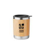 Thermal mug, bamboo finish & rotating drink opening, 250 ml wood colour view with print area