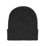 Unisex hat made of soft, elastic RPET with a cuff black colour