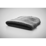 Unisex hat made of soft, elastic RPET with a cuff dark grey colour second photographic view