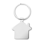 Bamboo keyring in the shape of a house for promotions wood colour second view