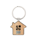 Bamboo keyring in the shape of a house for promotions view with print area