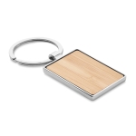 Rectangular keyring made of bamboo with zinc alloy wood colour