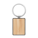 Rectangular keyring made of bamboo with zinc alloy wood colour third view