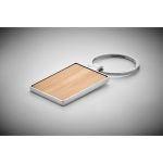 Rectangular keyring made of bamboo with zinc alloy wood colour fourth photographic view