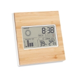 Multifunction weather station with bamboo housing for gifting wood colour