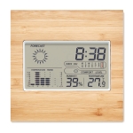 Multifunction weather station with bamboo housing for gifting wood colour third view