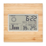 Multifunction weather station with bamboo housing for gifting wood colour fourth view