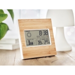 Multifunction weather station with bamboo housing for gifting wood colour ambient view