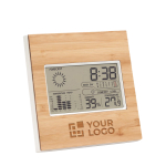 Multifunction weather station with bamboo housing for gifting wood colour view with print area