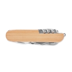 Pocket knife, stainless steel & bamboo, 9 functions wood colour second view