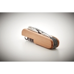 Pocket knife, stainless steel & bamboo, 9 functions wood colour fifth view