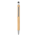 Bamboo touch pen with chrome finish and blue ink wood colour second view