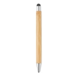 Bamboo touch pen with chrome finish and blue ink wood colour fourth view