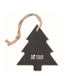 Christmas tree pendant made of slate, Xmas Tree black colour view with print area