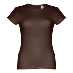 Women's fitted cotton T-shirt, 150 g/m2, THC Sofia brown colour