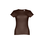 Women's fitted cotton T-shirt, 150 g/m2, THC Sofia brown colour first view