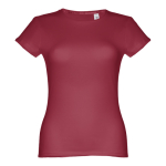 Women's fitted cotton T-shirt, 150 g/m2, THC Sofia burgundy colour