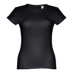 Women's fitted cotton T-shirt, 150 g/m2, THC Sofia black colour