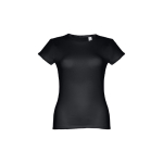 Women's fitted cotton T-shirt, 150 g/m2, THC Sofia black colour first view