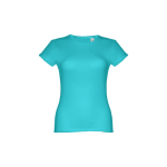 Women's fitted cotton T-shirt, 150 g/m2, THC Sofia turquoise colour first view